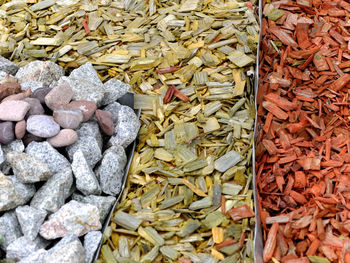 High angle view of pebbles on rock