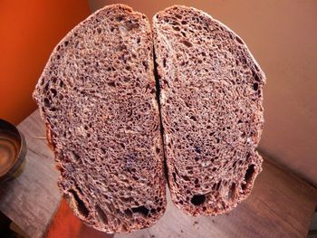 High angle view of bread on table