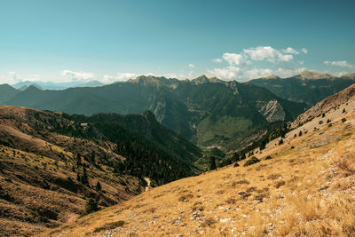 Scenic view of mountains against sky