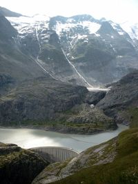 Scenic view of river and mountains