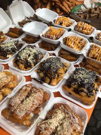 High angle view of food for sale at market