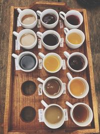 High angle view of food on table