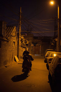 View of illuminated city at night