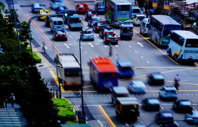 High angle view of traffic on city street