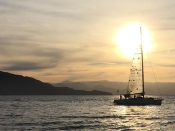 Sailboat sailing on sea