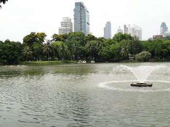 City skyline with river in background