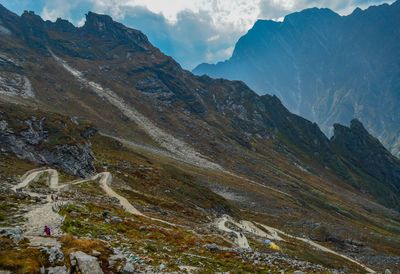 Scenic view of rocky mountains against sky