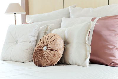 Pillows on bed at home