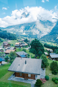 Aerial view of townscape against sky