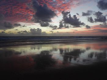 Scenic view of sea against sky at sunset