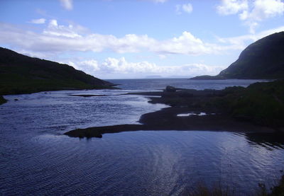 Scenic view of sea against cloudy sky