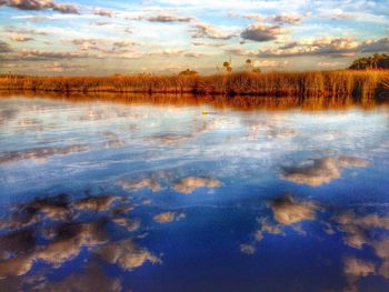 Scenic view of lake against sky