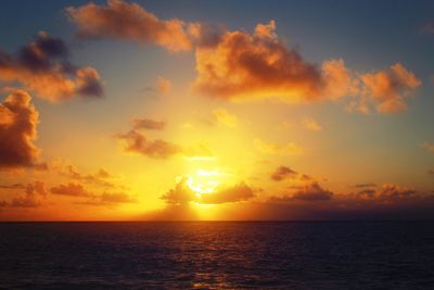 Scenic view of sea at sunset