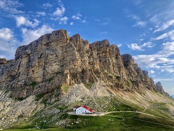 Panoramic view of rock formations against sky
