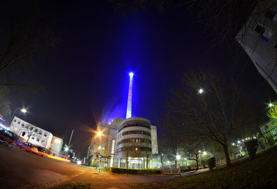 Illuminated street light at night