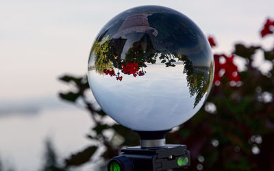 Close-up of crystal ball on water