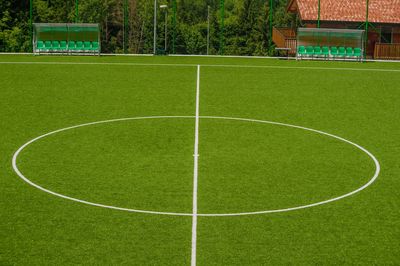 View of green soccer field