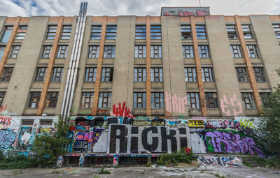 Low angle view of graffiti on building