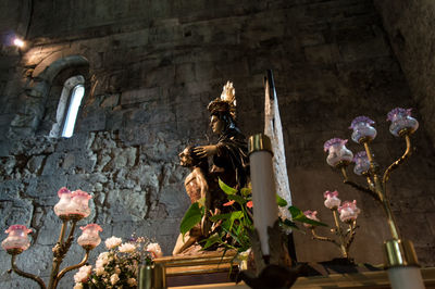 Low angle view of statue in temple