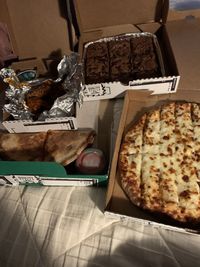 High angle view of food on table