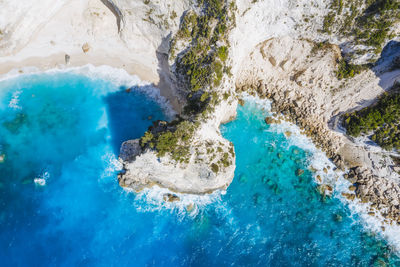 High angle view of rocks in swimming pool