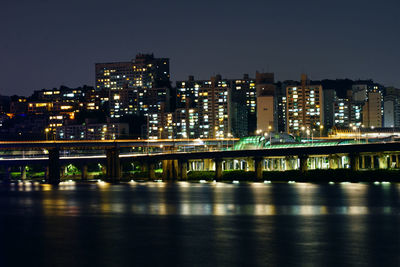 Illuminated city at night