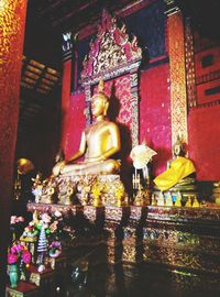 Illuminated temple at night