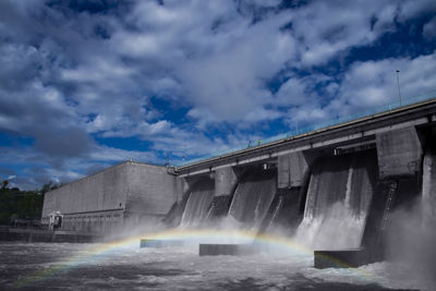 Low angle view of dam against sky