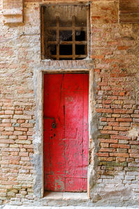 Closed door of old building