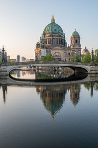 Reflection of buildings in water