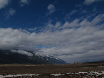 View of landscape against cloudy sky