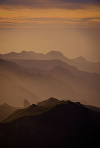 Sunset at pico de las nieves, gran canaria