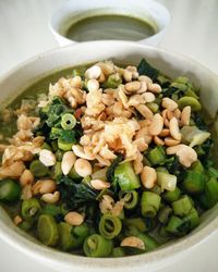 High angle view of salad in bowl