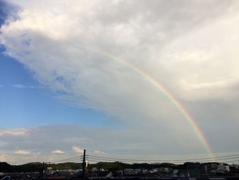 Rainbow over cloudy sky