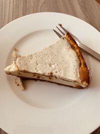 High angle view of dessert in plate on table