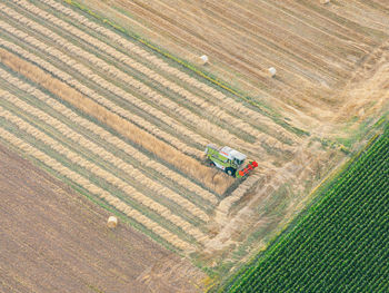 High angle view of soccer field