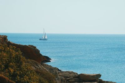 Scenic view of sea against clear sky