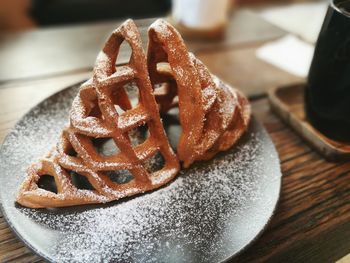 Close-up of dessert in plate on table