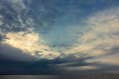 Scenic view of sea against dramatic sky