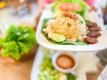 Close-up of meal served in plate