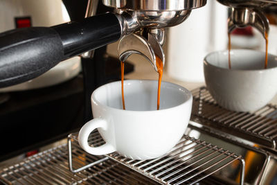 Coffee espresso on espresso machine