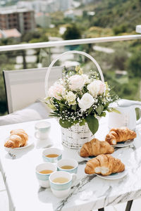 View of breakfast on table