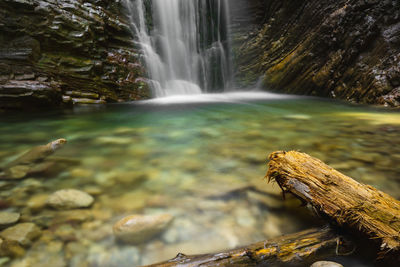 Scenic view of waterfall in forest