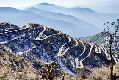 Scenic view of snowcapped mountains