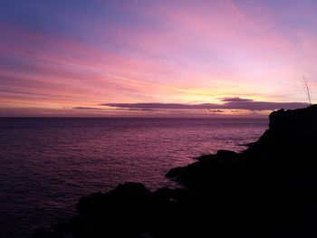 Scenic view of sea against sky at sunset