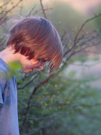 Side view of woman looking away