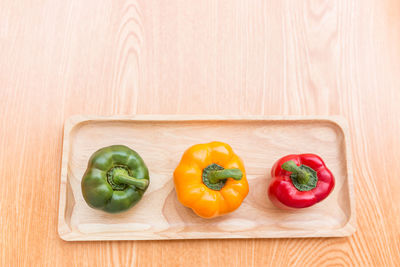 High angle view of vegetables on table