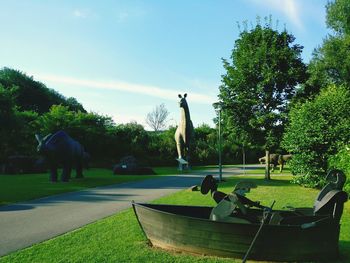 People relaxing in park