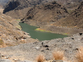 High angle view of lake against sky