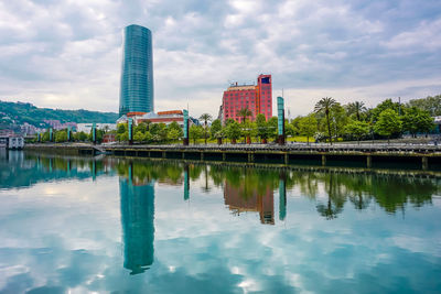 Reflection of buildings in water